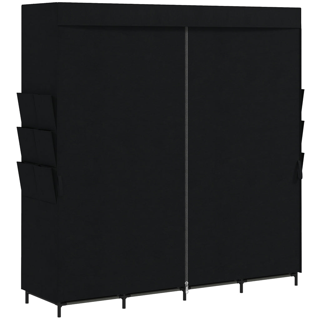 Stoff-Kleiderschrank, staubdicht, tragbar, 5 Kleiderstangen, 170 x 45 x 167 cm, Schwarz