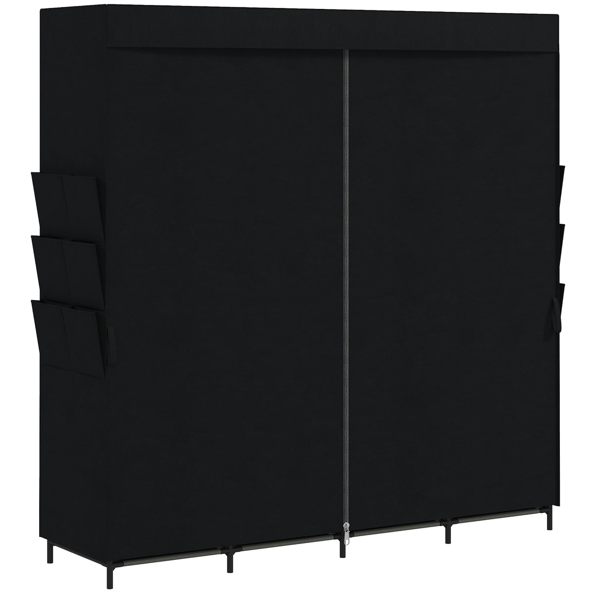 Stoff-Kleiderschrank, staubdicht, tragbar, 5 Kleiderstangen, 170 x 45 x 167 cm, Schwarz