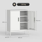 Metal Storage Cabinet with Lock and Adjustable Shelves - White