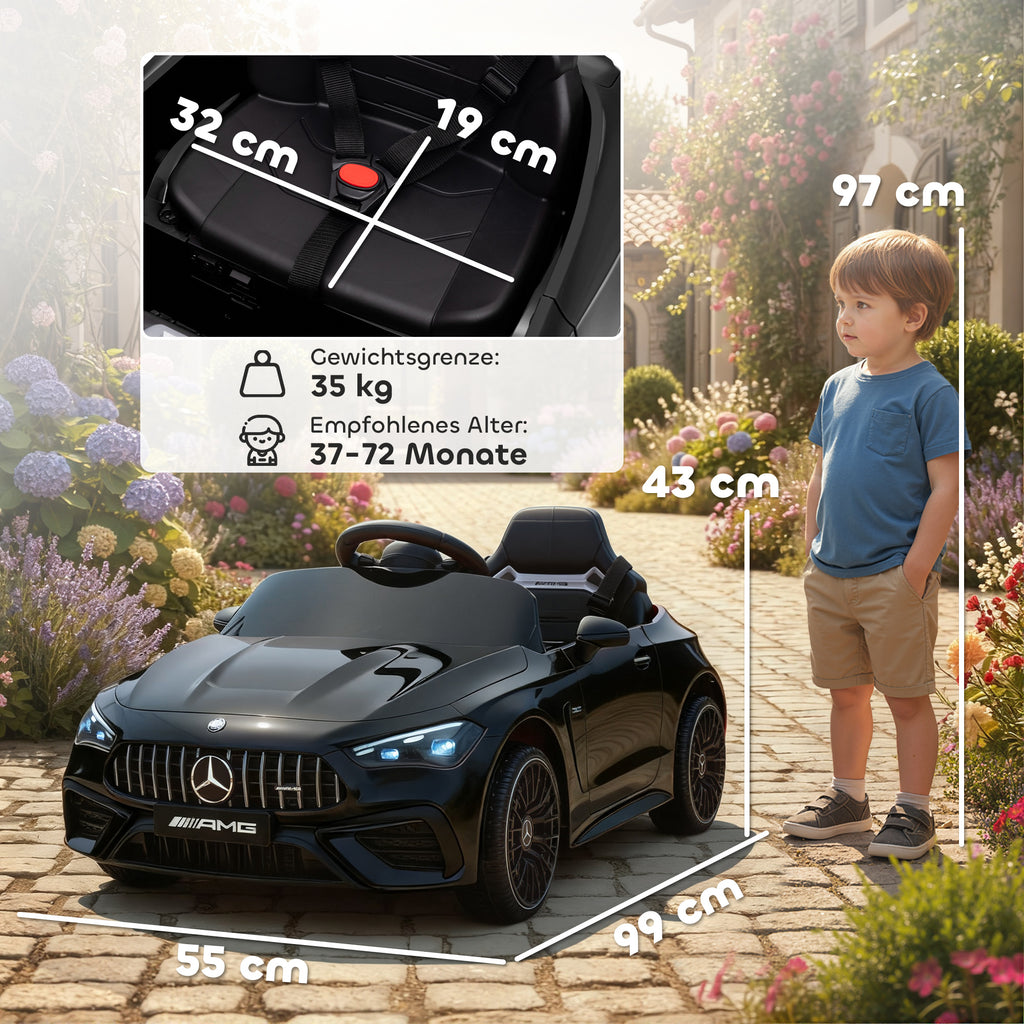 Kinder-Elektroauto, Mercedes-Design, 12V Motoren, Fernbedienung, LED-Lichter, Musik, f¨¹r 3-6 Jahren Kinder, Schwarz