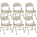 6er-Set Klappstühle, Tragbare Bürostühle, Stahlbeine, Faltstuhl für Büro, Empfang, Wartezimmer, Leinenoptik Beige