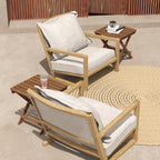 Terrassentisch-Set, 2 Klapptische aus Akazienholz, 45x45x45cm, Teak