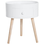 Couchtisch mit Schublade, rund, Skandi-Design, Schutzrand, Holz, ?38 x H45 cm, Wei?