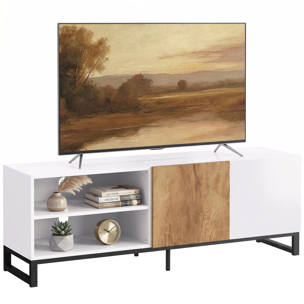 TV-Schrank für Fernseher bis 55 Zoll, Modernes TV-Lowboard, Weiß