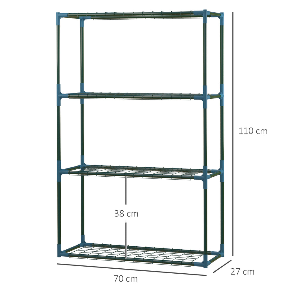 70L x 27W x 110H cm Modern Plant Stand Set of 2, 4-Tier Planter Holder with Steel Frame, Outdoor Flower Display Rack for Potted Plants Balcony Décor, Green