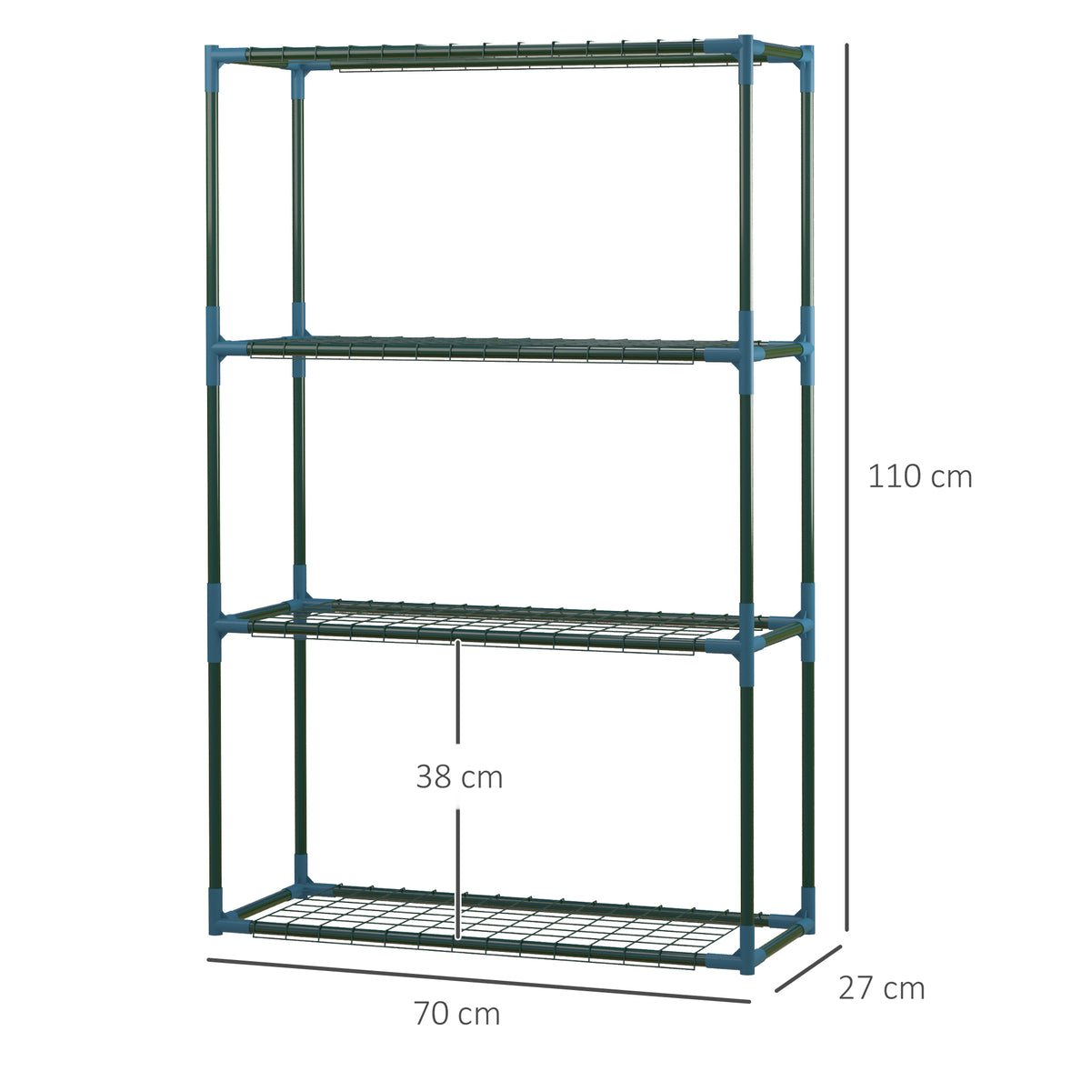 70L x 27W x 110H cm Modern Plant Stand Set of 2, 4-Tier Planter Holder with Steel Frame, Outdoor Flower Display Rack for Potted Plants Balcony Décor, Green