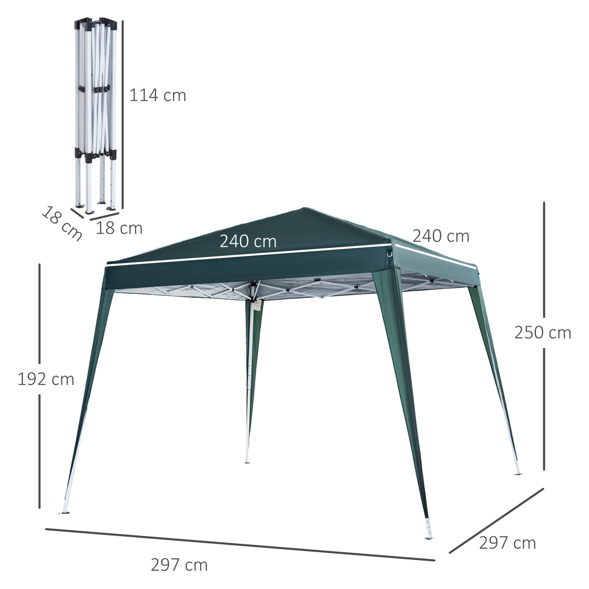 Faltpavillon 2,4x2,4m Pavillon Faltzelt mit UV-Schutz, Partyzelt inkl. Tragetasche für Garten, Balkon, Stahl Grün