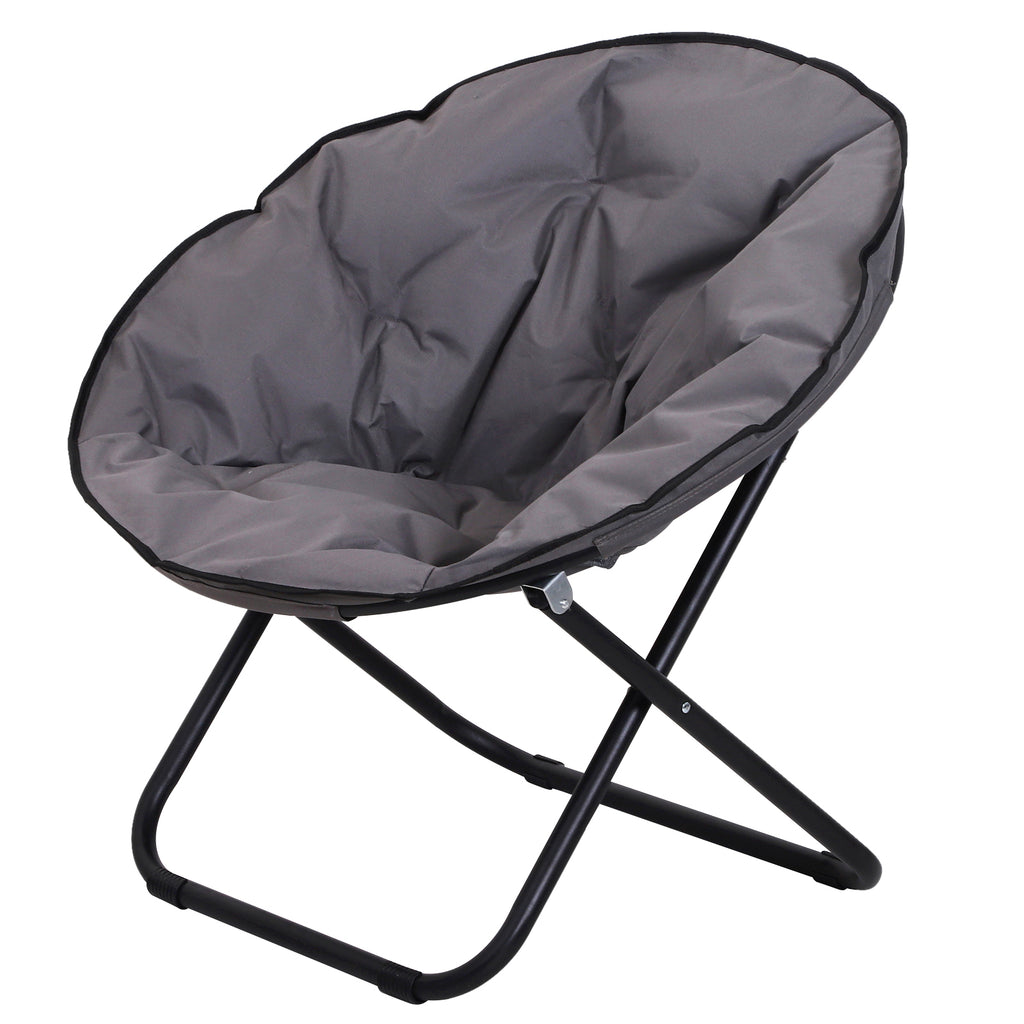 Campingstuhl Faltbar Campingsessel mit Lehne, Klappstuhl bis 120kg, gepolstert Moonchair Extra Breit, Faltsessel Outdoor Stuhl für Garten, Balkon, Camping, Grau