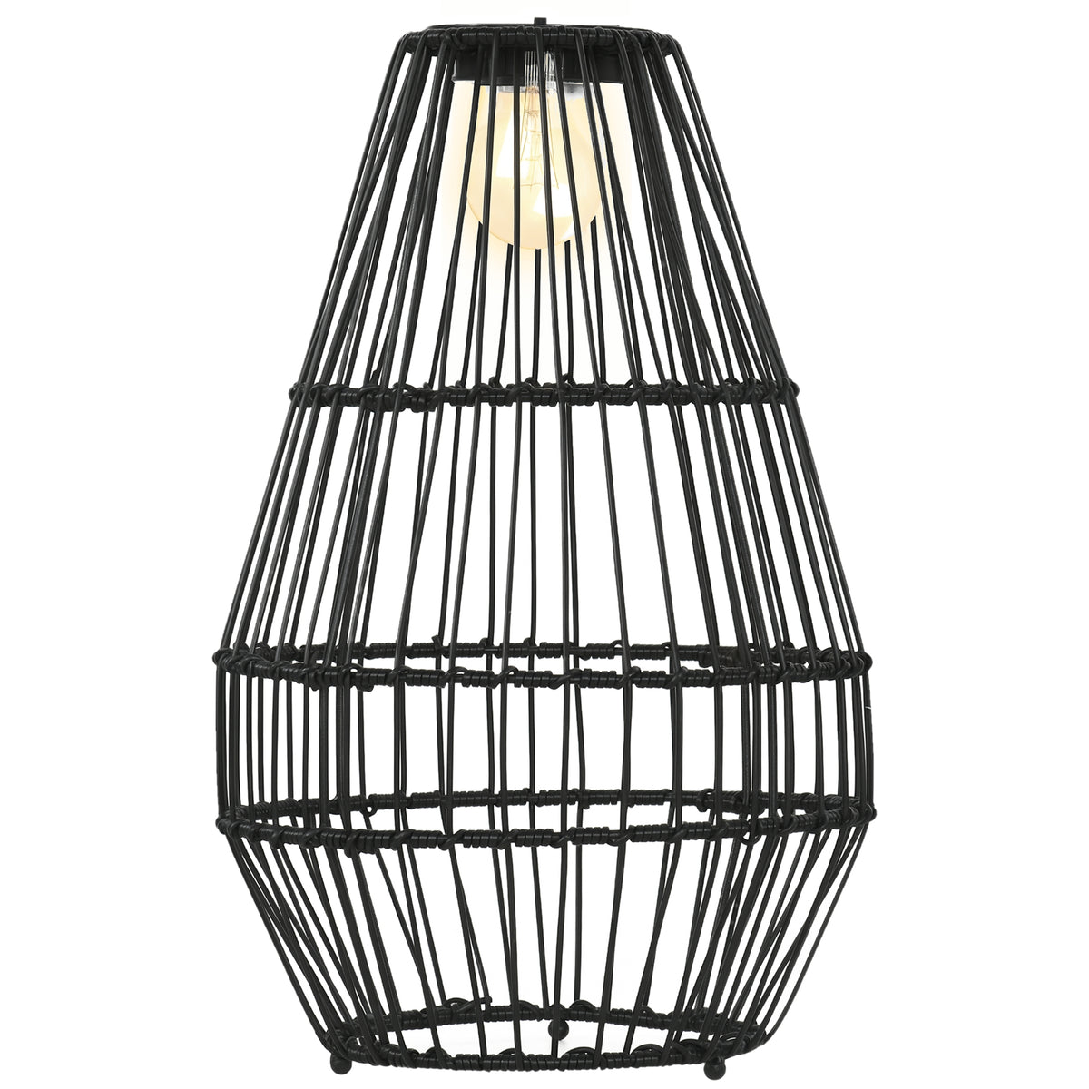 Außenleuchte, Gartenlampe, Solarbetrieb, 8h Leuchtdauer, Einschaltautomatik, Rattanoptik, 34 x 34 x 56 cm