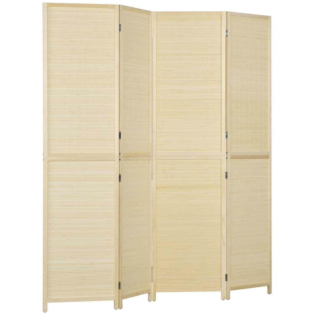 Room Divider, Freestanding Privacy Screen, 4 Panel Folding, 180 x 180cm, Natural