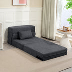 Bodensofa, Polstercouch, in Matratze umwandelbar, Schaumstoff, Kissen, Dunkelgrau
