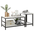 Couchtisch-Set, 2 Beistelltische, Marmoroptik, verstellbare F¨¹?e, Stahl, Schwarz/Wei?