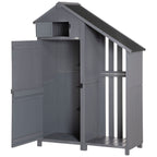  Garden Outdoor Storage Shed Outdoor Tool Shed with 3 Shelves and Tilt Roof, 129x51.5x180cm, Grey