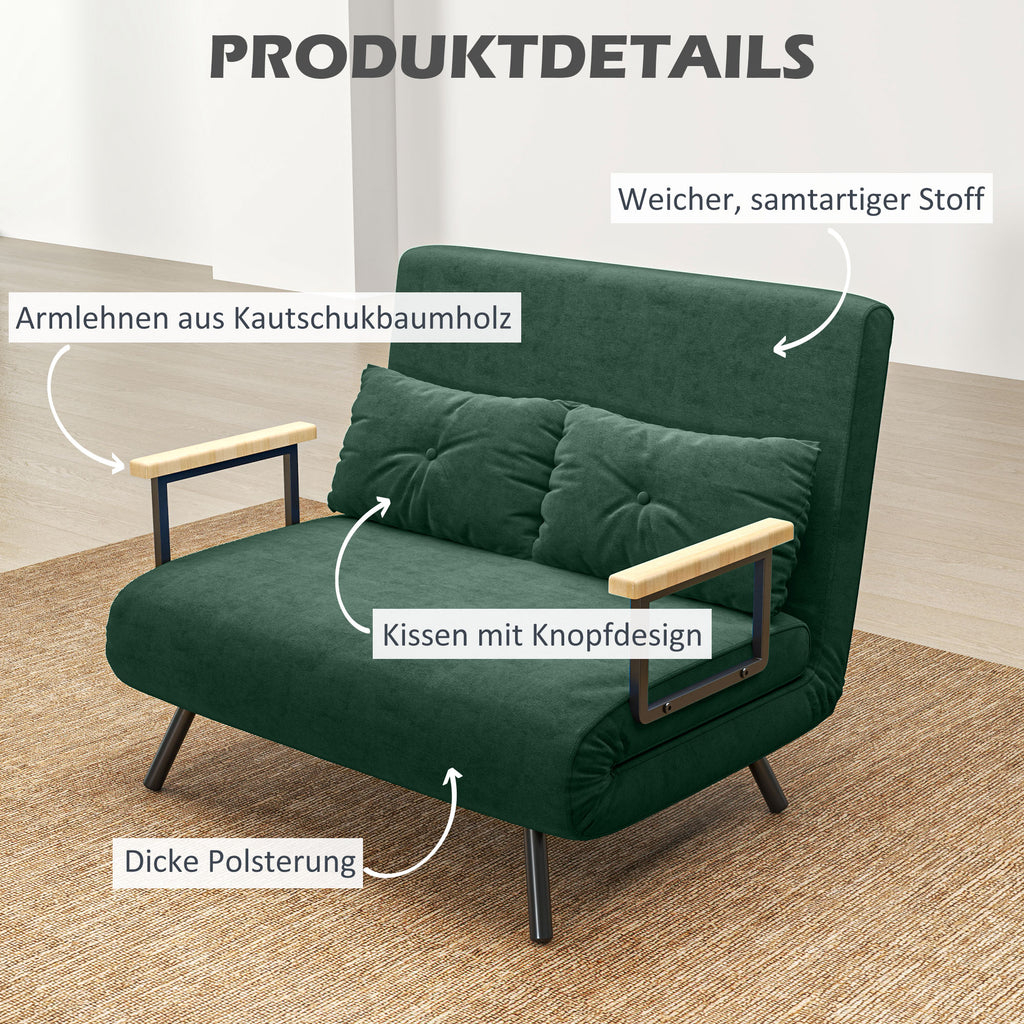 Schlafsofa 4 in 1 mit Schlaffunktion Samtoptik 183x98,5cm Grün