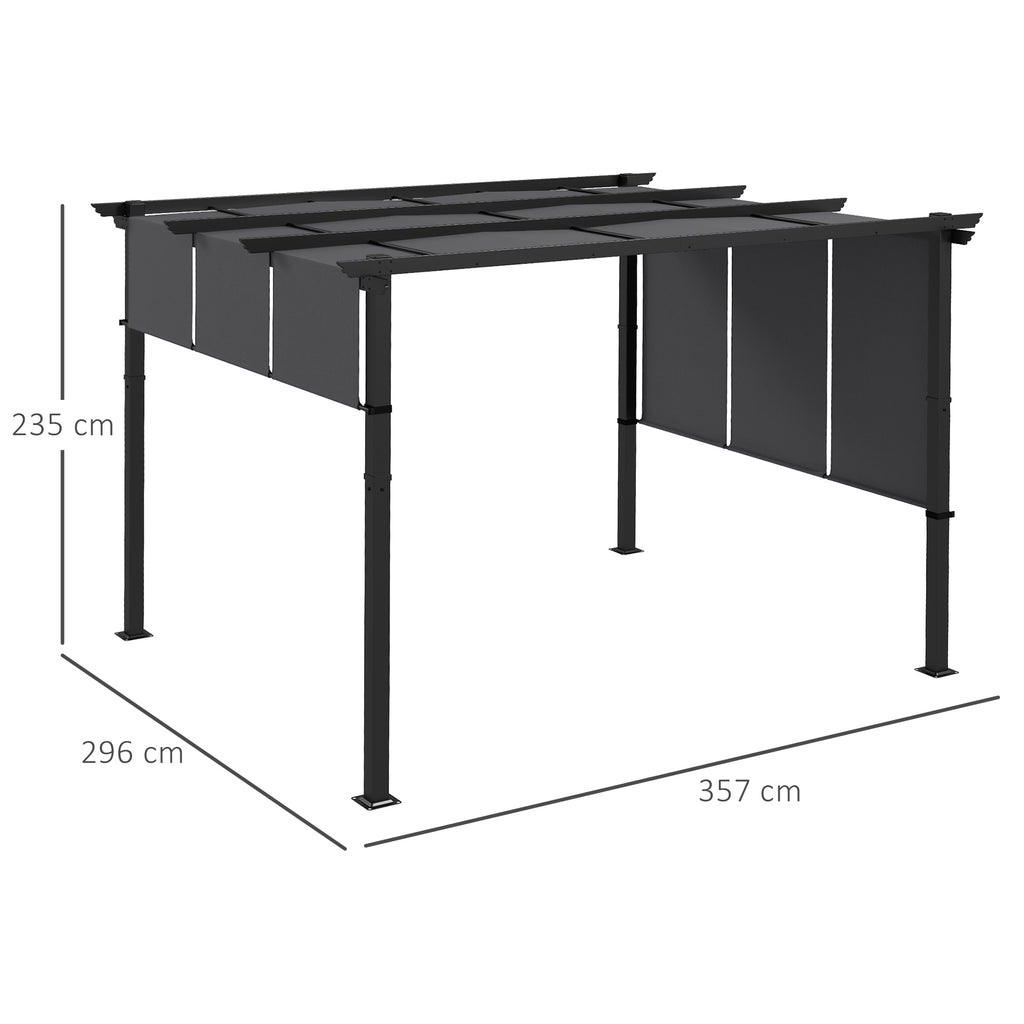 Markise Sonnenschutz. Pergola, wetterbeständig, inkl. Befestigungsmaterial, 3 x 3,5 m, Dunkelgrau