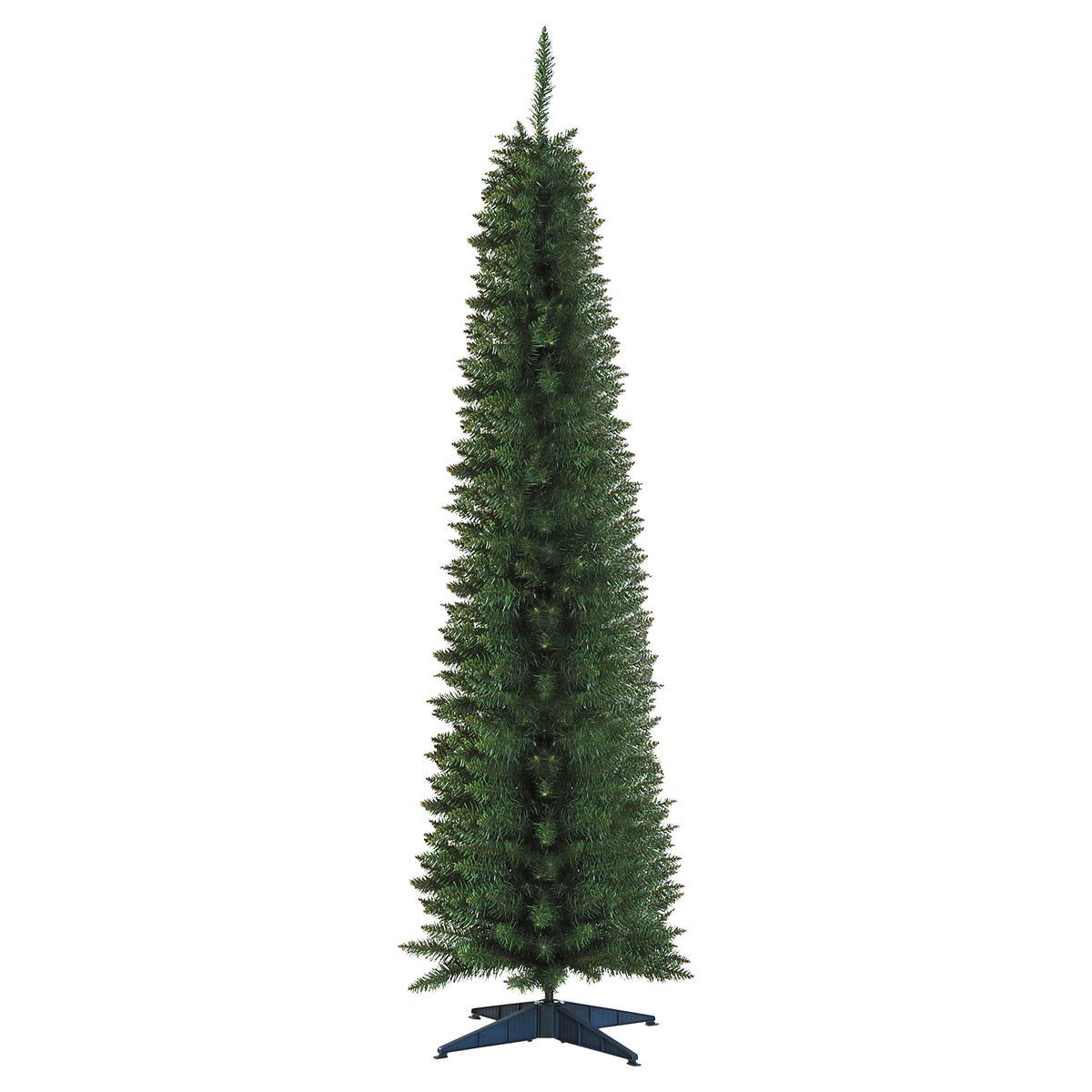 7ft Unlit Artificial Christmas Tree, Pencil Slim Xmas Tree with Solid Stand and Realistic Branches, Green