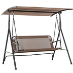  2-Sitzer Hollywoodschaukel Outdoor Gartenliege UV-beständig Hochwertiges Metallrohr winkeleinstellbar Braun