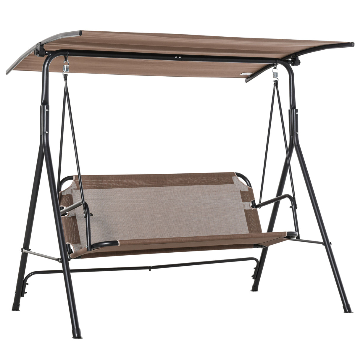  2-Sitzer Hollywoodschaukel Outdoor Gartenliege UV-beständig Hochwertiges Metallrohr winkeleinstellbar Braun