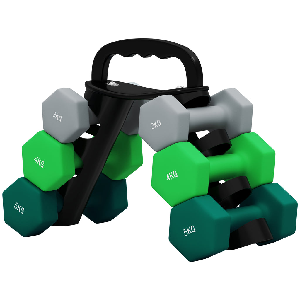 Hantelset mit Aufbewahrungsgestell, Set mit 6 Hanteln f¨¹r Fitness-Training, 2 x 3kg, 2 x 4kg, 2 x 5kg