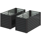 Hochbeet 2er-Set, Pflanzkasten, extra tief, Metall, 120 x 60 x 60 cm Dunkelgrau