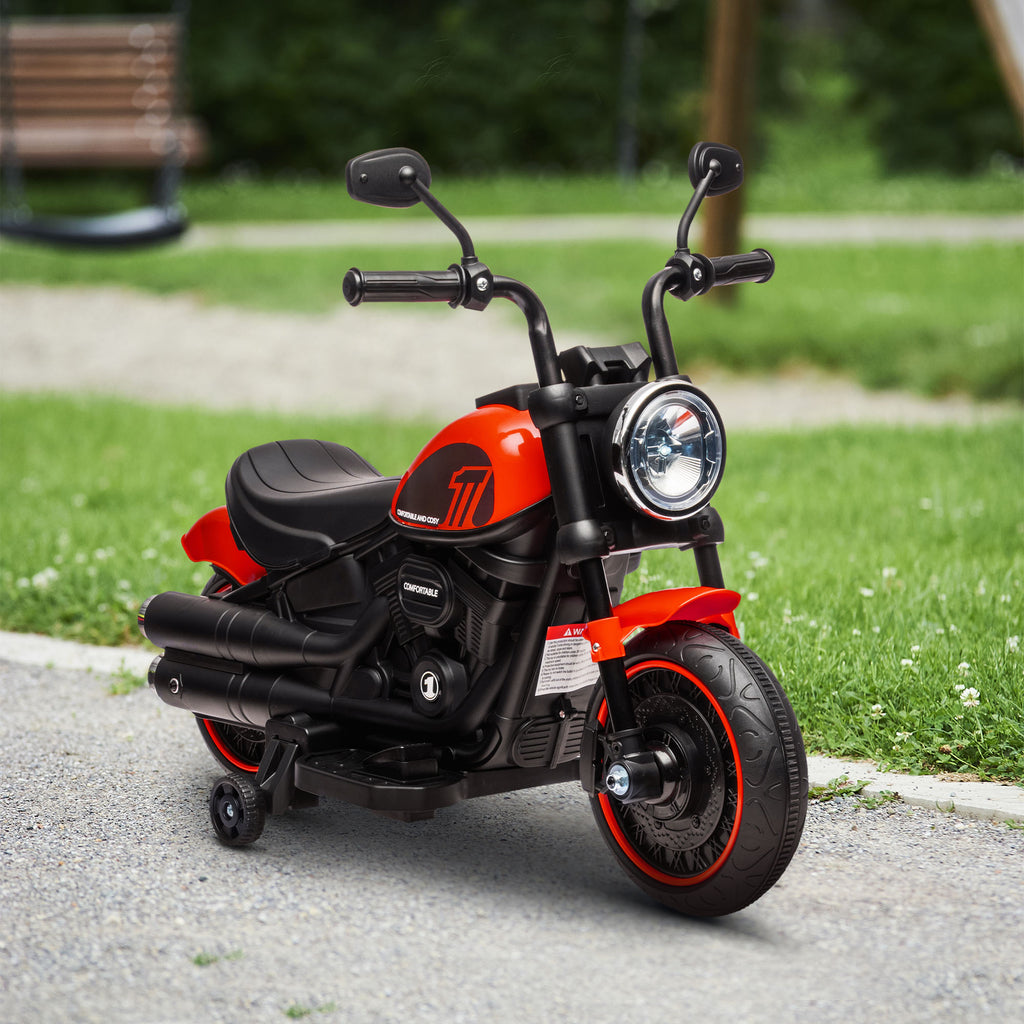 Elektro-Kindermotorrad mit Scheinwerfer, abnehmbare St¨¹tzr?der, 76x42x57 cm, Rot/Schwarz