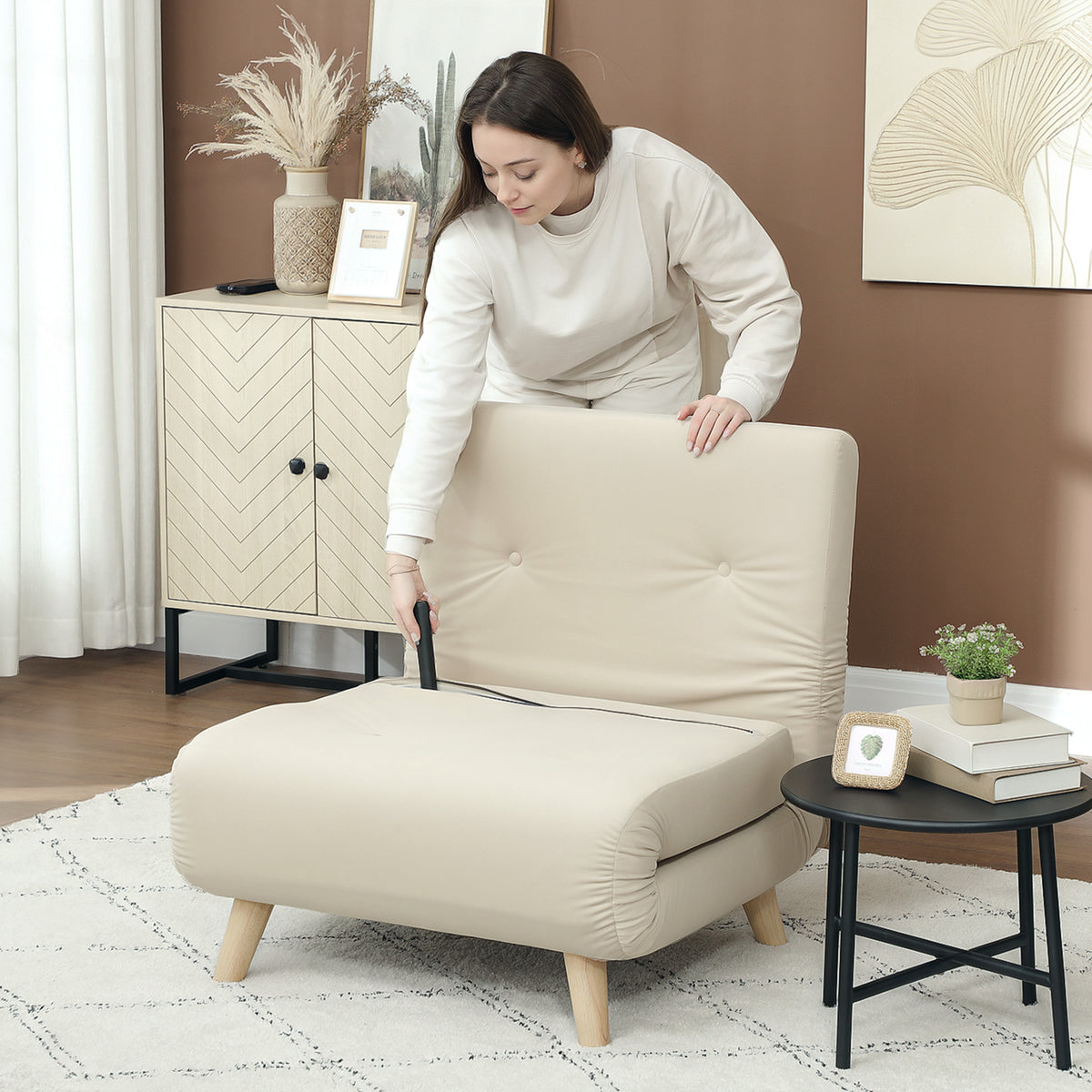 2-in-1 Sessel, Relaxsessel, Gästebett, 72 cm x 78 cm x 79 cm, Grau