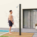Solardusche 35 Liter Solar Gartendusche mit Wasserhahn Duschkopf Handbrause seitliche Tablett, bis 55 °C Schwarz
