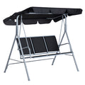  Hollywoodschaukel mit verstellbarem Sonnendach, 3-Sitzer Gartenschaukel mit Anti-Rutsch-Füßen, Schaukelbank belastbar bis 240 kg, Gartenliege für Garten, Terrasse, 171x108x154cm, Schwarz