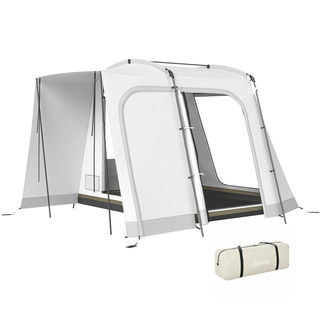 Heckzelt für 2-4 Personen, 320 x 280 x 205 cm 2 in 1 Autozelt wasserdicht Tunnelzelt mit 4 Türen Fenster Bodenplane