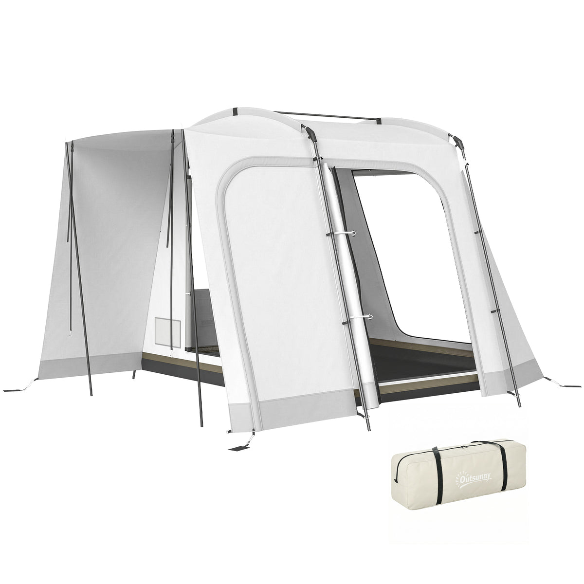 Heckzelt für 2-4 Personen, 320 x 280 x 205 cm 2 in 1 Autozelt wasserdicht Tunnelzelt mit 4 Türen Fenster Bodenplane