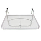 Balkonhängetisch 3-fach höhenverstellbarer Hängetisch aus Metall wetterfest Balkontisch Beistelltisch für Balkongeländer Terrassengeländer Tisch zum Einhängen 60 x 56 cm, Weiß