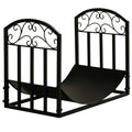 Kaminholzregal Kaminholzständer Brennholzregal 60 kg belastbar Feuerholzablage Kaminwerkzeug Metall Schwarz 60,5 x 36 x 46,5 cm