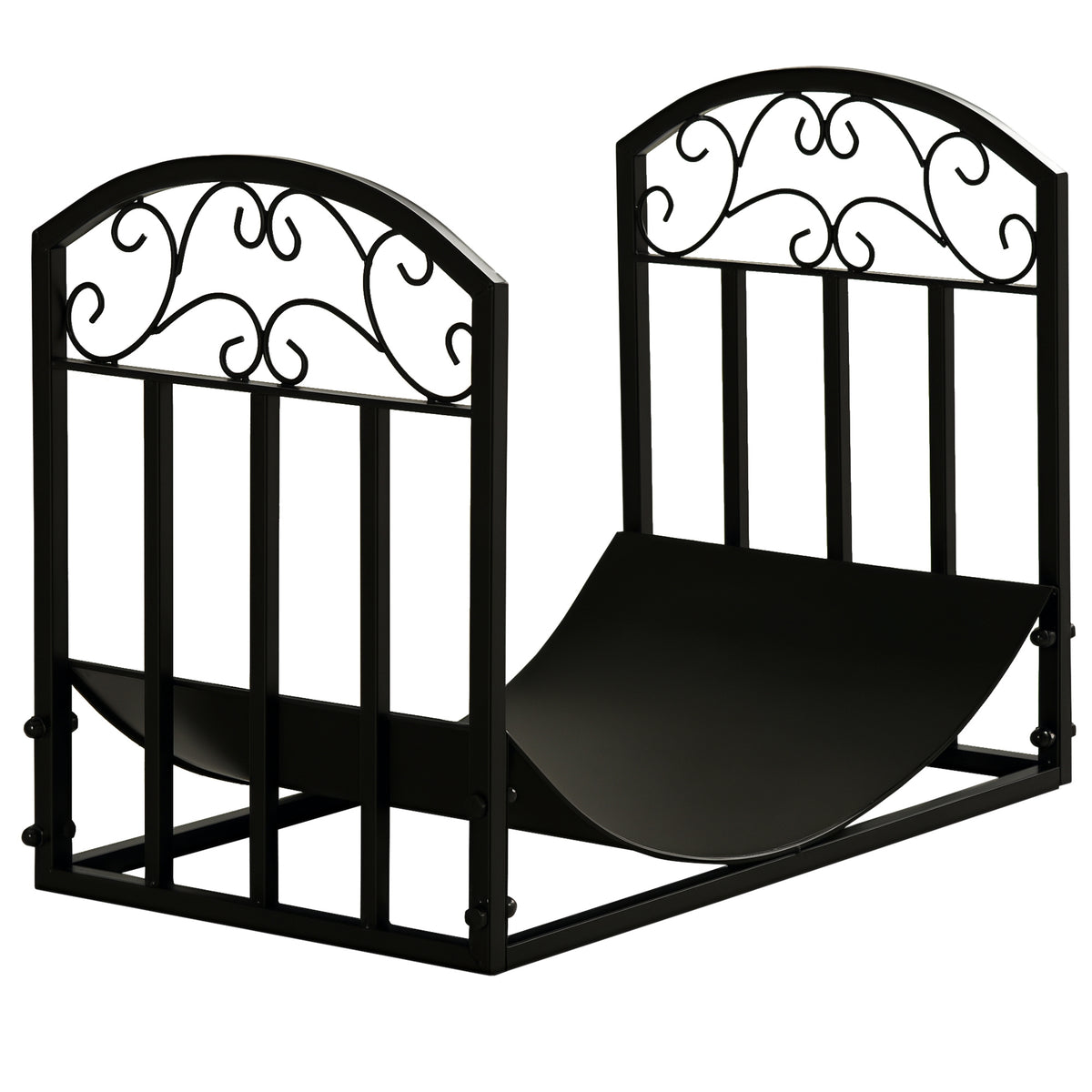 Kaminholzregal Kaminholzständer Brennholzregal 60 kg belastbar Feuerholzablage Kaminwerkzeug Metall Schwarz 60,5 x 36 x 46,5 cm