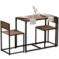 Dining Table and Chairs Set 2, Dining Room Sets, Rectangular Space Saving Table and 2 Chairs for Compact Kitchens, Steel Frame, Natural