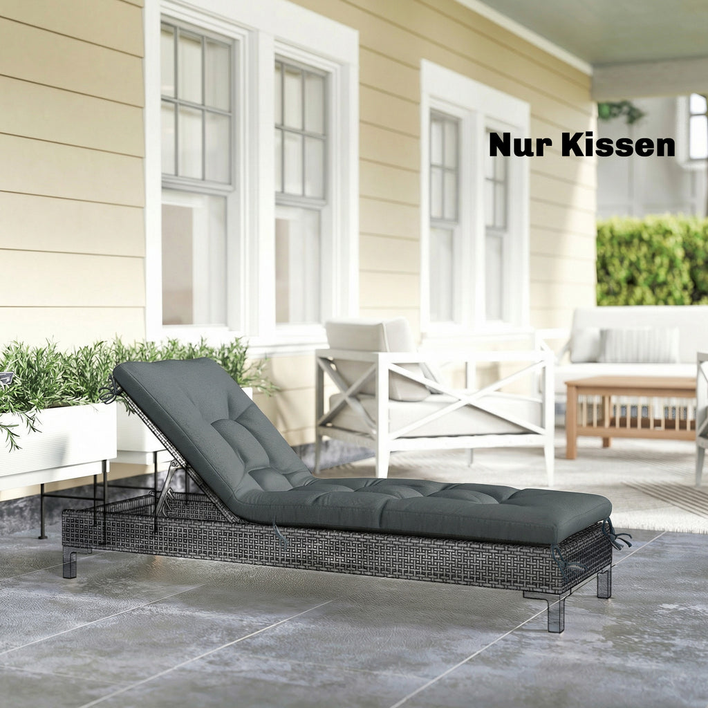Palettenkissen Abnehmbar Sitzkissen mit Befestigungsbändern Palettenpolster für die meisten Liegen 198x65x13cm Dunkelgrau