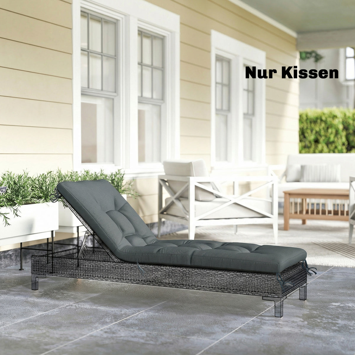 Palettenkissen Abnehmbar Sitzkissen mit Befestigungsbändern Palettenpolster für die meisten Liegen 198x65x13cm Dunkelgrau