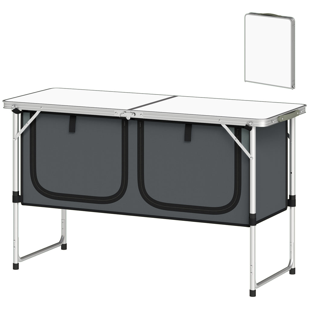 Camping Cupboards Folding Portable Aluminium Camp Cook Station with Storage Cupboard for Outdoor BBQ