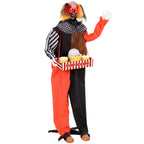 Animierter Halloween-Popcorn-Clown mit hochschnellendem Kopf, Grusel-Sound, Jahrmarktmusik und leuchtenden Augen