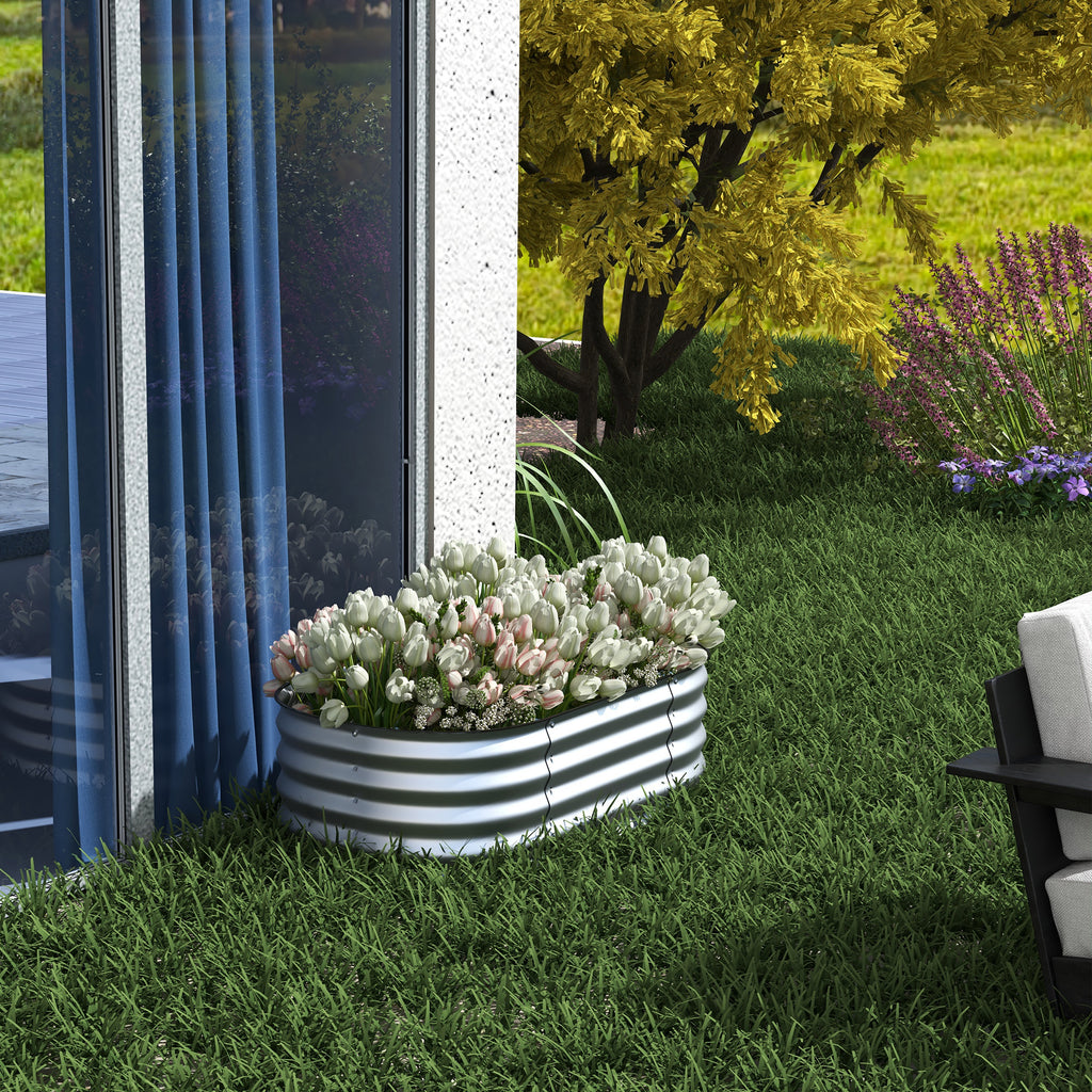 Hochbeet Pflanzenbeet Modulares Hochbett, wetterbest?ndig, offener Boden, 105 x 62 x 30 cm, Silber