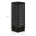Außenleuchte mit Solarmodul, Einschaltautomatik, 8 h Betriebszeit, Rattanoptik, Stahl, 15,5 x 15,5 x 46 cm, Schwarz