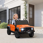 Kinder-Elektroauto, 12V Batterie-Betrieb, Fernbedienung, Musik-Funktion, Hupe, LED-Lichter, Orange