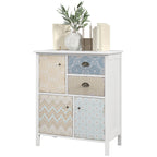 Sideboard, Shabby Chic Kommode, 2 Schubladen, 3 Schrankf?cher, Kiefernholz, 68x34x80cm, Wei?
