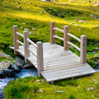 Gartenbrücke Holzbrücke Holzsteg Teichbrücke Zierbrücke mit Geländer bis 180 kg Tannenholz Natur 152,5 x 67 x 48 cm