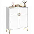 Modernes Sideboard, 105,4 cm Buffet mit 4 Soft-Close-Türen und Metallfüßen, für Esszimmer & Küche, Cremeweiß