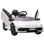 Elektro-Kinderauto, lizenzierter Lamborghini Aventador, Flügeltüren, Musik, Hupe, für 3-5 Jahre, Weiß