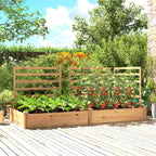 Hochbeet mit Rankgitter Holz Blumenkasten mit 3 Spalier Trennwand Offenem Boden 240 x 125 x 102 cm Naturholz