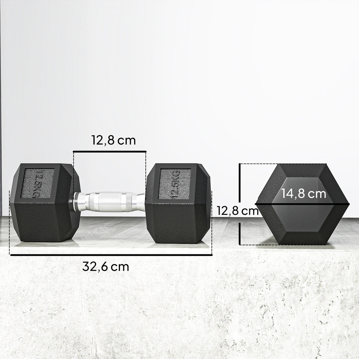 Hanteln mit gerändeltem Griff, Kurzhantel aus Gusseisen, 2 x 12,5 kg für Zuhause, Fitnessstudio, Krafttraining