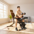 Hantelbank verstellbar bis 300 kg 3 in 1 Trainingsbank mit Rollen Beinstrecker Curlpult Kopfstütze Widerstandsbändern