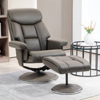 Relaxsessel mit Hocker, Rückenlehne verstellbar, Kunstleder, bis 150 kg, Grau