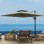Cantilever Parasol with Weighted Base Double Top Garden Parasol Square Hanging Patio Umbrella with Crank Tilt Light Grey